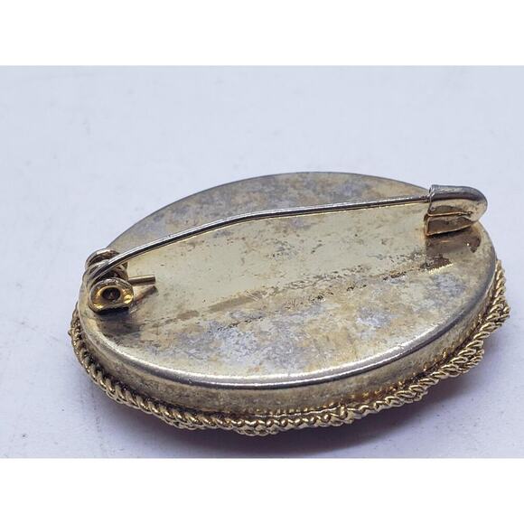 Vintage Italian Micro Mosaic Floral Brooch Pin Oval Glass Flowers millefiori - Picture 9 of 16